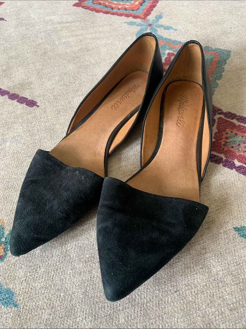 Madewell Black Pointed Suede D'Orsay Flats